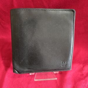 Bruno Magli Black Leather Embossed Logo Wallet